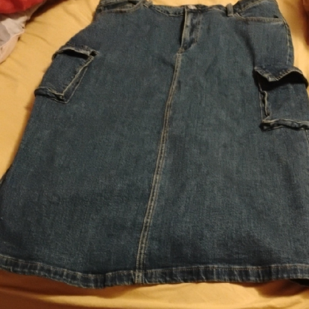 Casual Blue Denim Cargo Skirt - Women